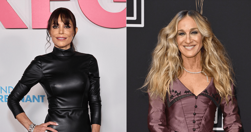 Side-by-side photos of Bethenny Frankel and Sarah Jessica Parker at separate red carpet events.