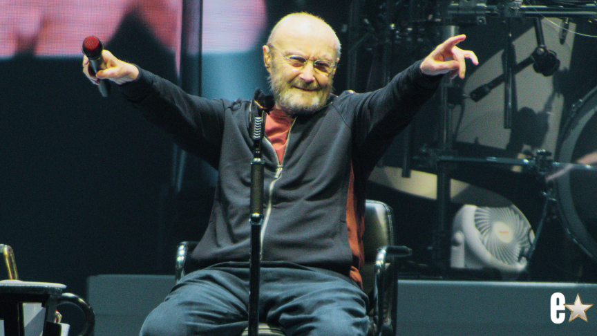 Phil Collins Walks With Crutches