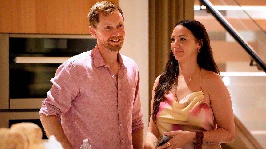 Luke Broderick and Kristen Doute standing together during a scene from "The Valley."