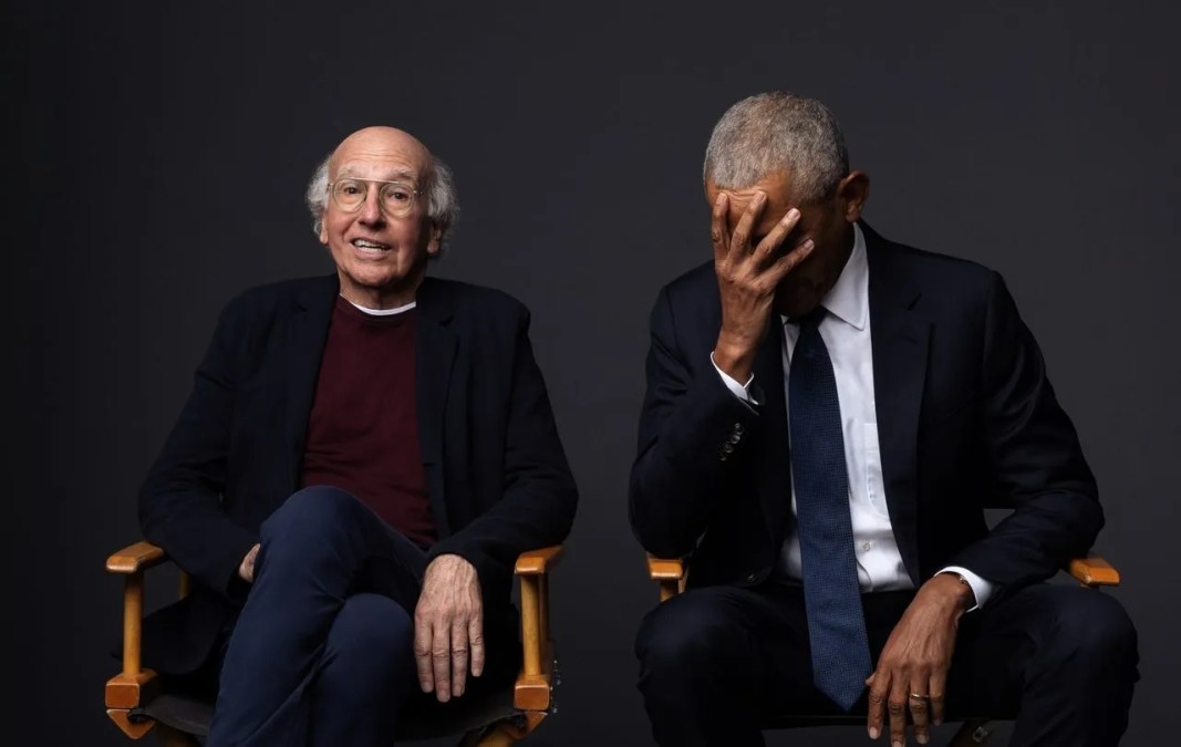 Barack Obama facepalms beside Larry David in promotional image for HBO comedy series