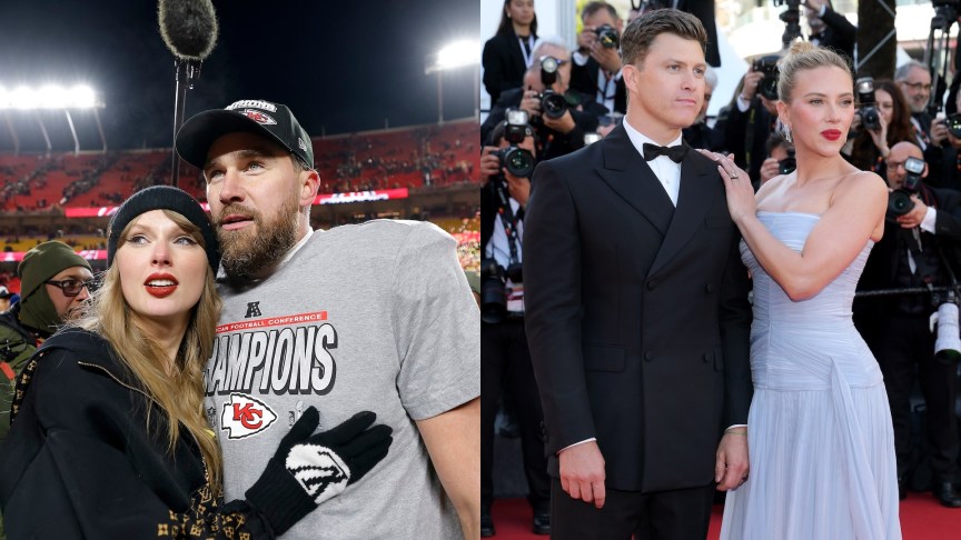 Taylor Swift and Travis Kelce, Colin Jost and Scarlett Johansson