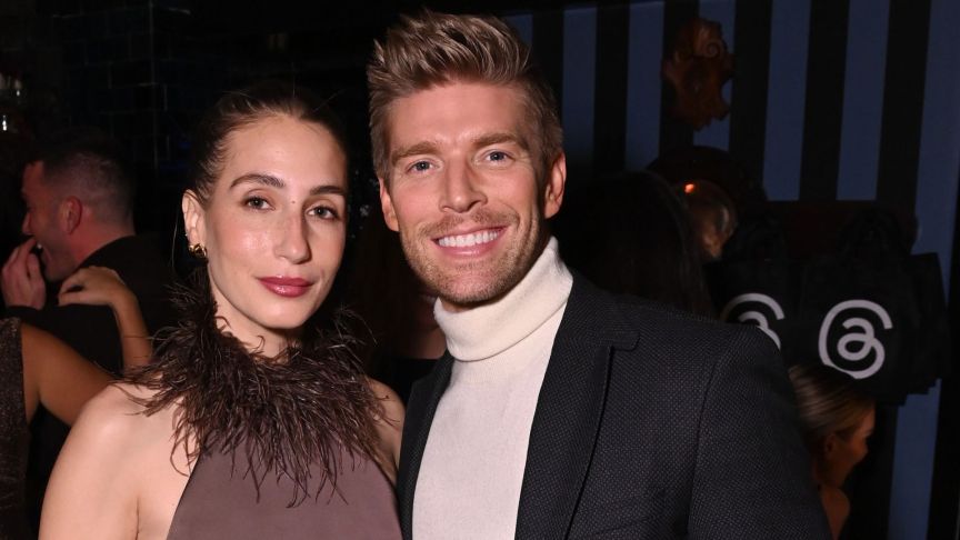 Amanda Batula and Kyle Cooke attend Threads Reality TV Holiday Dinner co-hosted by Amanda Hirsch (@notskinnybutnotfat) and VP of Threads Product, Emily Dalton Smith in NYC at The Golden Swan on December 10, 2025