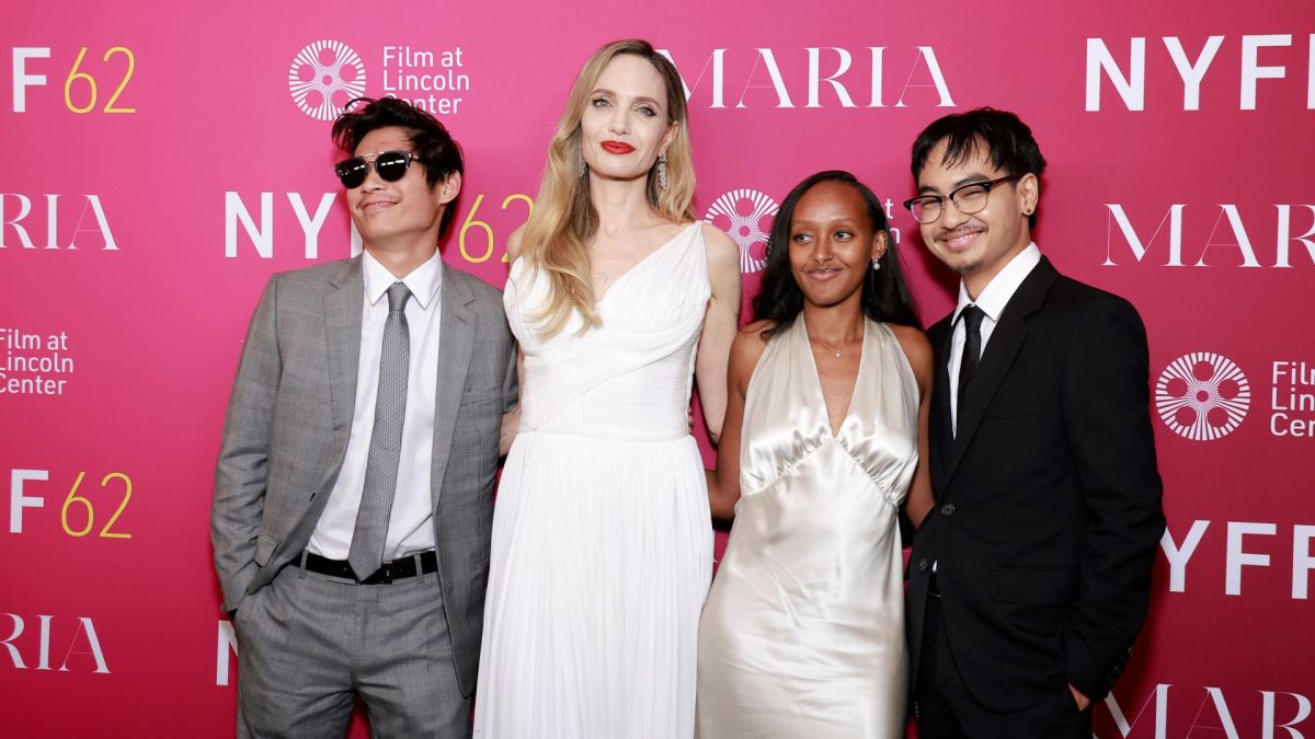 Pax Thien Jolie-Pitt, Angelina Jolie, Zahara Marley Jolie and Maddox Chivan Jolie-Pitt attend the MARIA Spotlight Screening and Q&A at Alice Tully Hall on September 29, 2024 in New York City