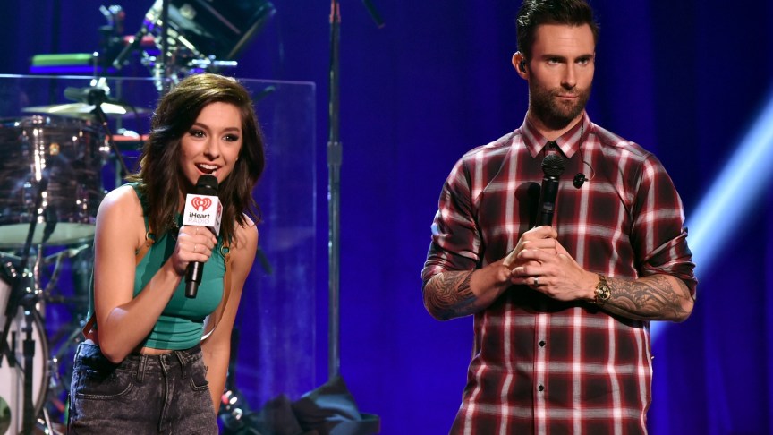 Christina Grimmie and Adam Levine onstage
