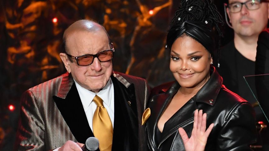 Clive Davis and Janet Jackson speak onstage during the Pre-GRAMMY Gala and GRAMMY Salute to Industry Icons Honoring Sean "Diddy" Combs on January 25, 2020 in Beverly Hills, California