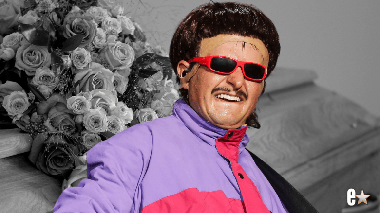 Oliver Tree smiling while playing an instrument