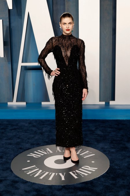 Alexandra Daddario at the Vanity Fair Oscar Party in 2022.