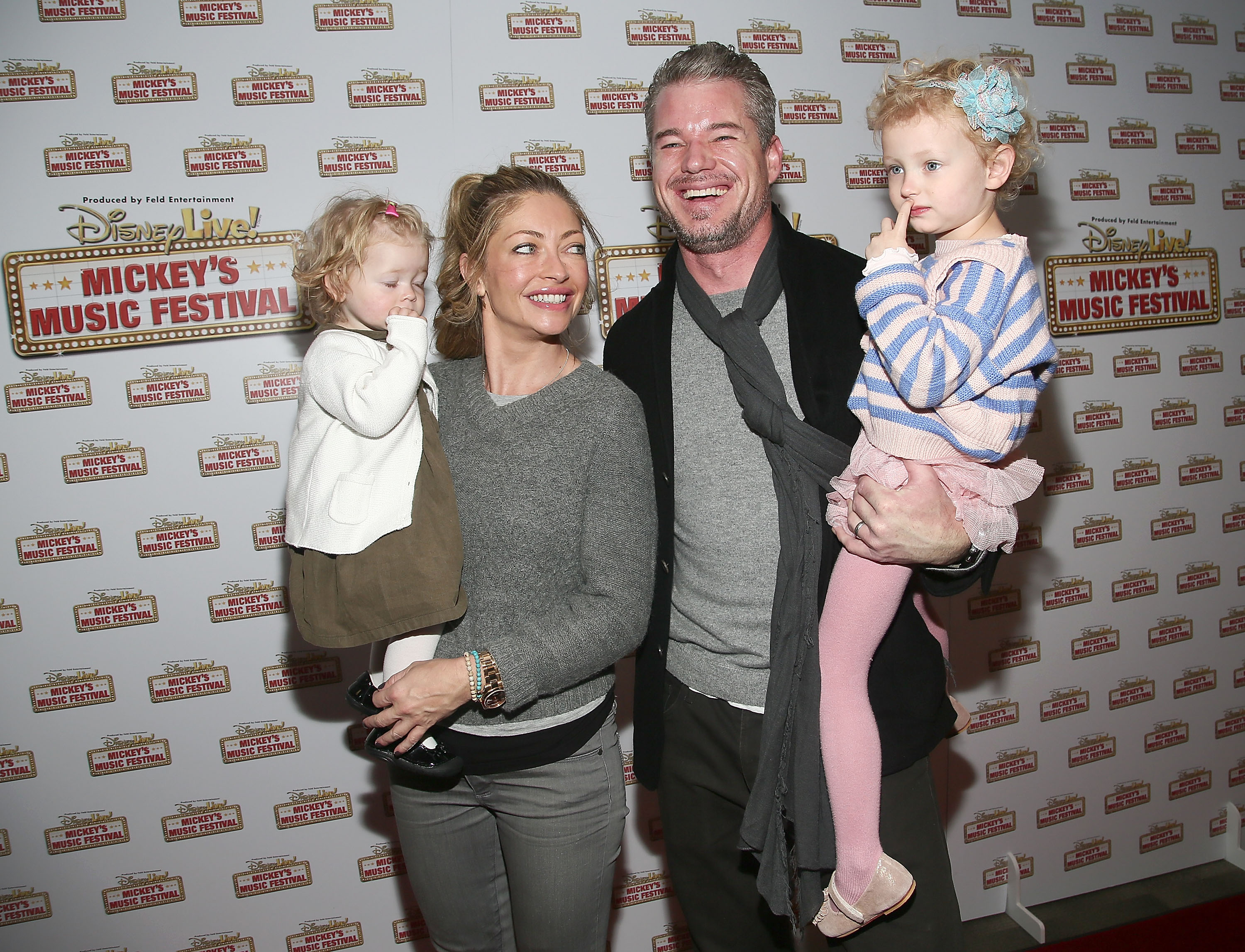 (L-R) Billie Beatrice Dane, actress Rebecca Gayheart, Georgia Dane and actor Eric Dane attend the Disney Live! Mickey's Music festival at Madison Square Garden on March 23, 2013 in New York City.