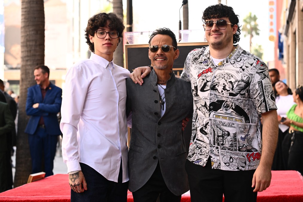 Marc Anthony poses with sons yan Adrian Muñiz and Cristian Marcus Muñiz