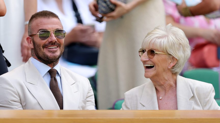 David Beckham and Sandra Beckham.