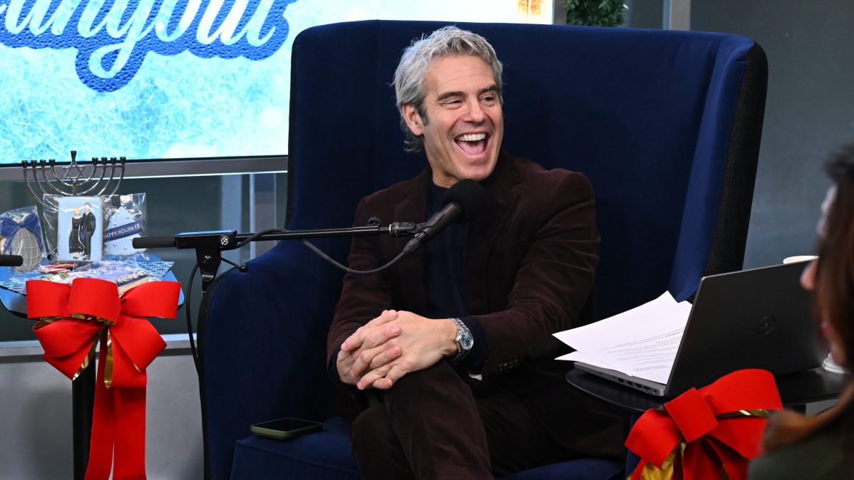 Andy Cohen smiles while participating in SiriusXM's Radio Andy Holiday Hangout in New York City.