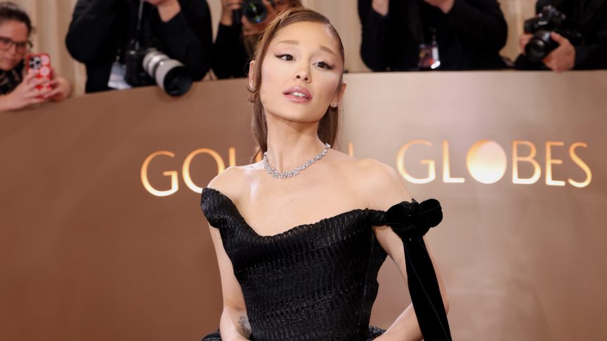 Ariana Grande poses at the 83rd Annual Golden Globe Awards in Beverly Hills, California.