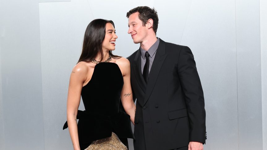 Dua Lipa and Callum Turner attend the 2026 Vanity Fair Oscar Party Hosted By Mark Guiducci at Los Angeles County Museum of Art on March 15, 2026 in Los Angeles, California.