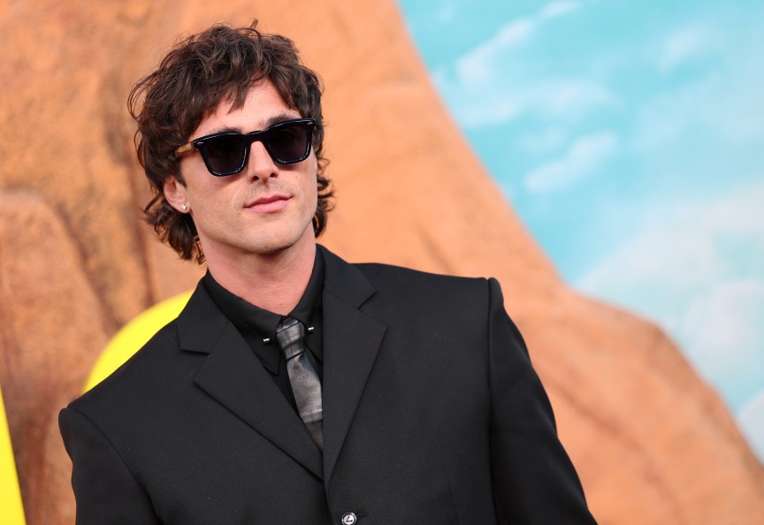 Jacob Elordi pictured in black tuxedo at Euphoria premiere.