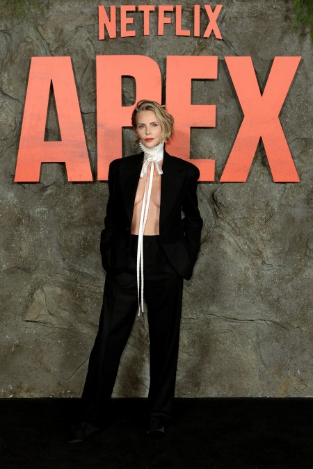 Charlize Theron at the premiere of "Apex" in 2026.