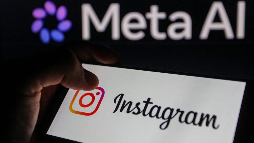 Close up image of a smartphone displaying the Instagram logo