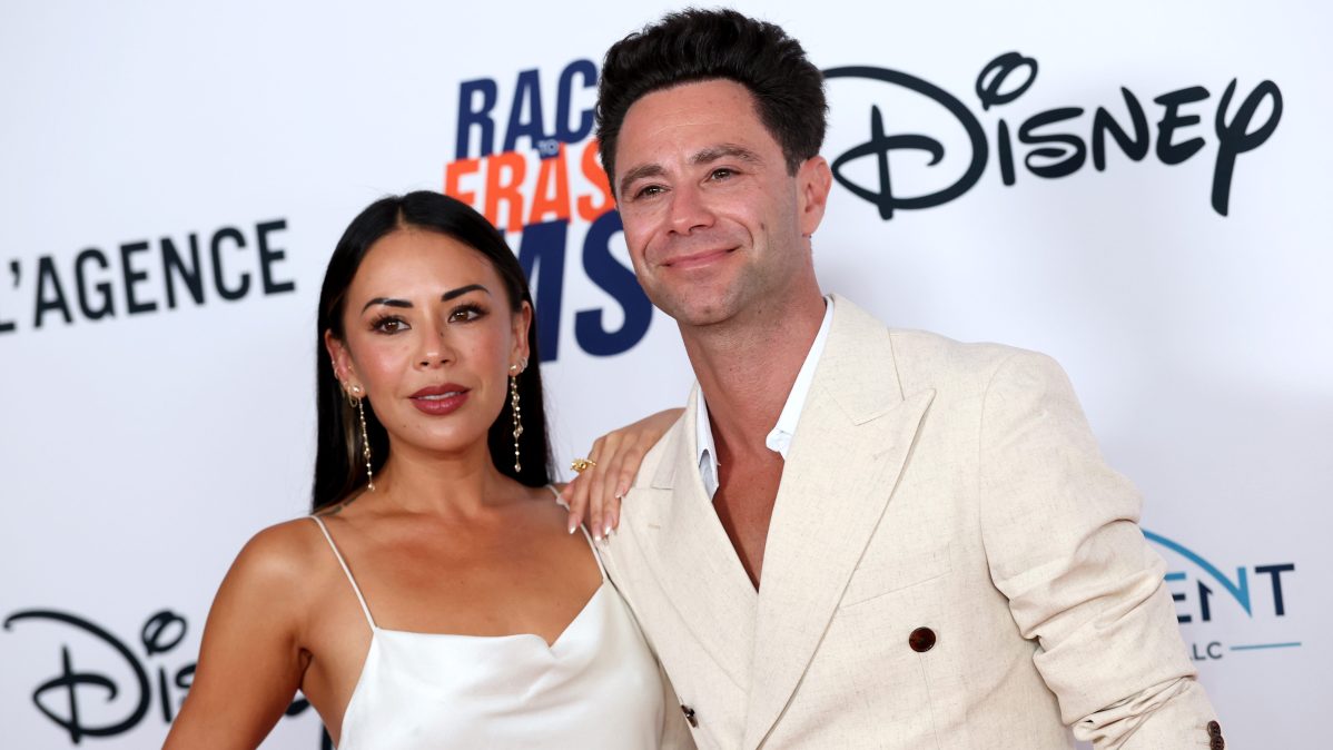 Janel Parrish and Sasha Farber attend the 33rd Annual Race To Erase MS Gala at Fairmont Century Plaza on June 05, 2026 in Los Angeles, California.