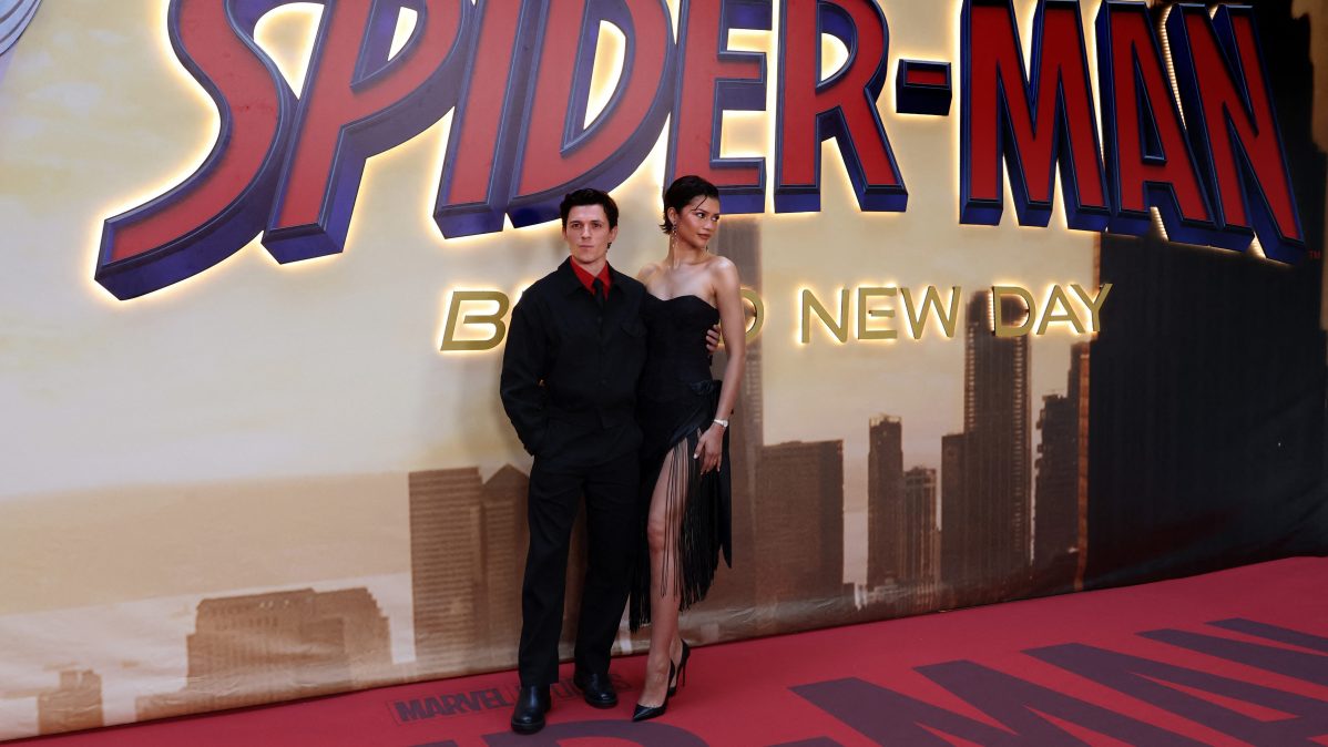 Zendaya and Tom Holland at a photocall for Spider-Man: Brand New Day  in a hotel in Madrid on June 15, 2026.