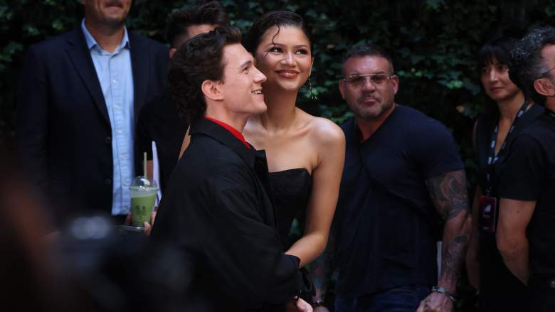 Zendaya and Tom Holland react during a photocall for Spider-Man: Brand New Day in a hotel in Madrid on June 15, 2026.