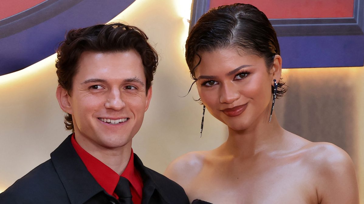 Tom Holland and Zendaya pose together at the "Spider-Man: Brand New Day" photocall in Madrid on June 15, 2026.