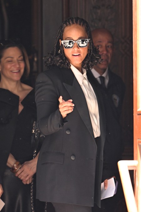 Alicia Keys attends the funeral of Clive Davis
