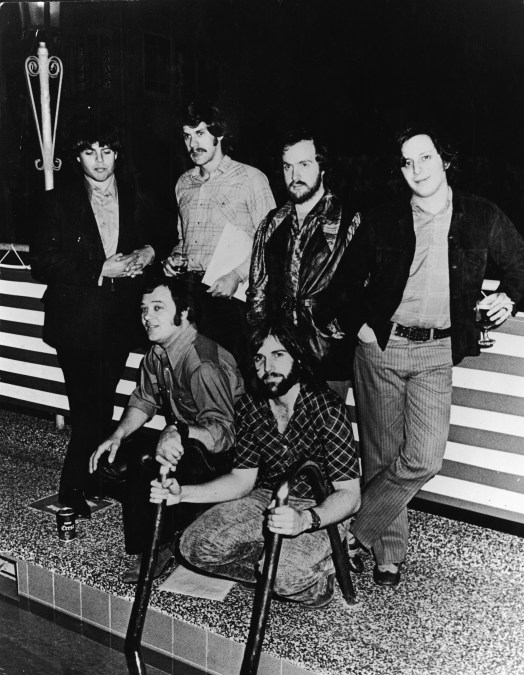 David Clayton-Thomas (kneeling front left) with Blood, Sweat & Tears in 1971.