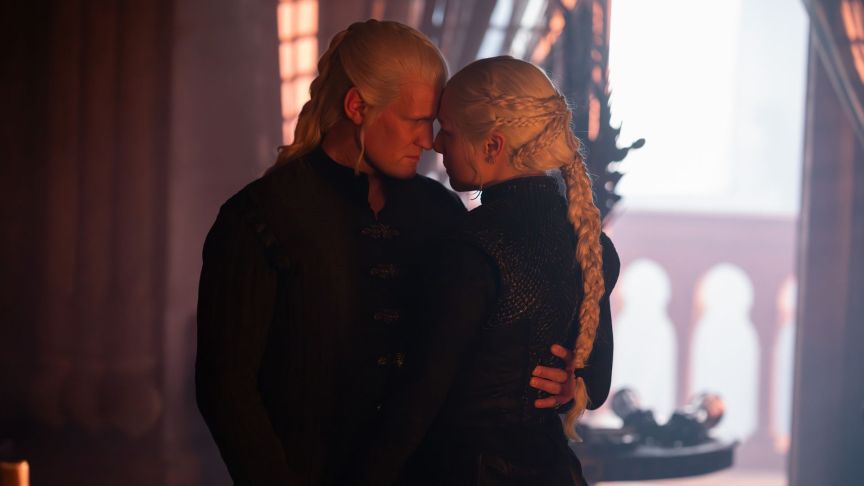 House of the Dragon stars Matt Smith and Emma D'Arcy in an image from season 3