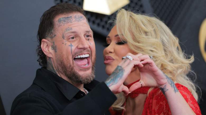 Jelly Roll and Bunnie Xo arrive for the 68th Annual Grammy Awards at the Crypto.com Arena in Los Angeles on February 1, 2026