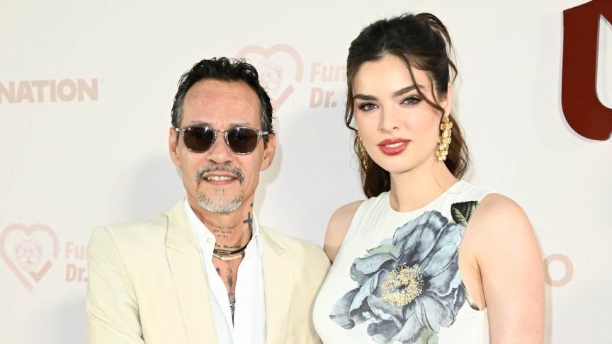 Marc Anthony and Nadia Ferreira attend an event