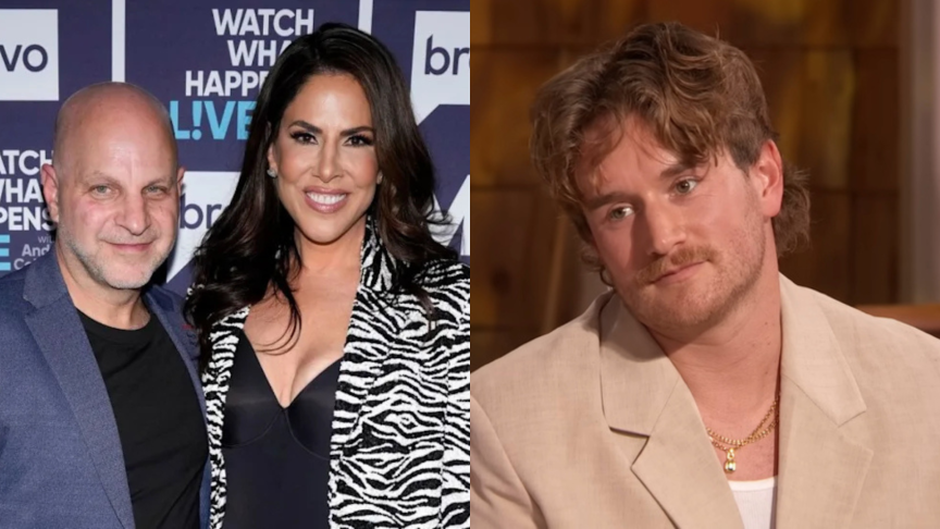 Split image featuring Jennifer Fessler and her husband alongside Summer House star West Wilson.
