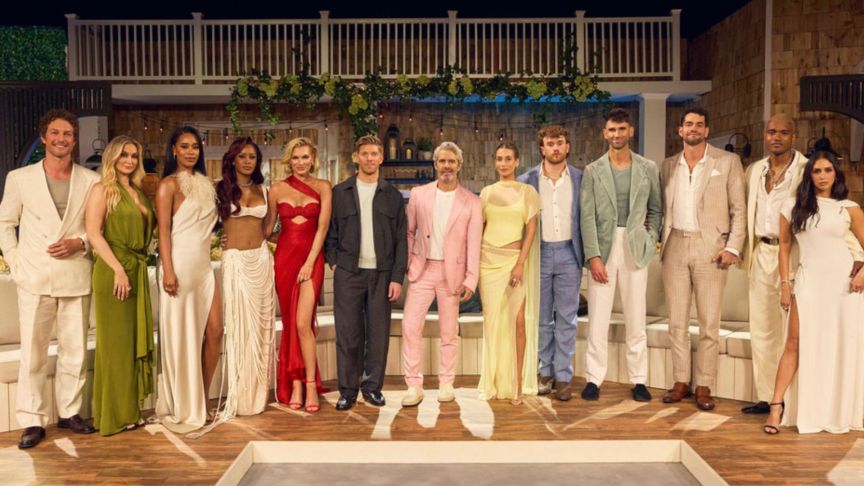 Andy Cohen poses with the "Summer House" cast