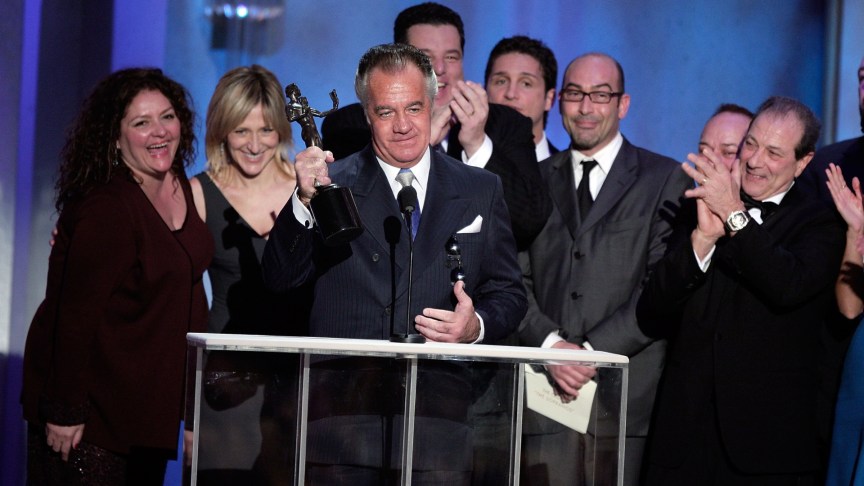 The cast of The Sopranos accepts Screen Actors Guild award
