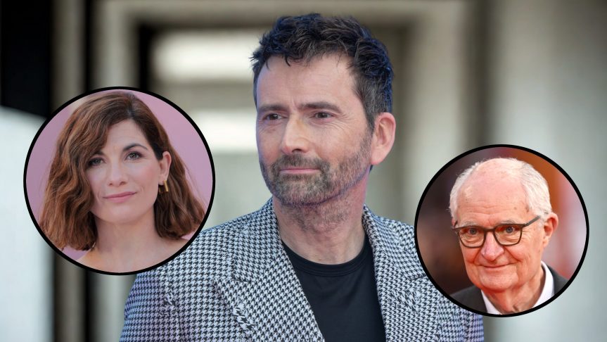 Jodie Whittaker, David Tennant, and Jim Broadbent.