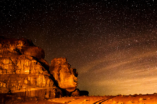 Wadi Rum desert, Jordan, at night
