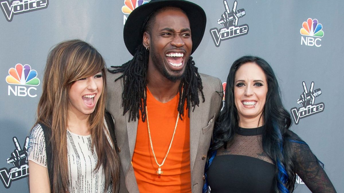 Christina Grimmie, Delvin Choice and Kat Perkins arrive at NBC's "The Voice" in 2014