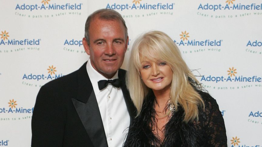 Bonnie Tyler (R) and her husband Robert Sullivan arrive at the 'Adopt-A-Minefield' Benefit Gala in support of landmines victims on May 28, 2005 in Neuss, Germany