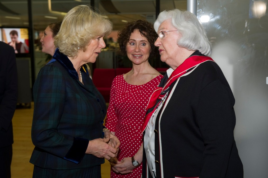 Patricia Greene (right) meeting Queen Camilla in 2011.