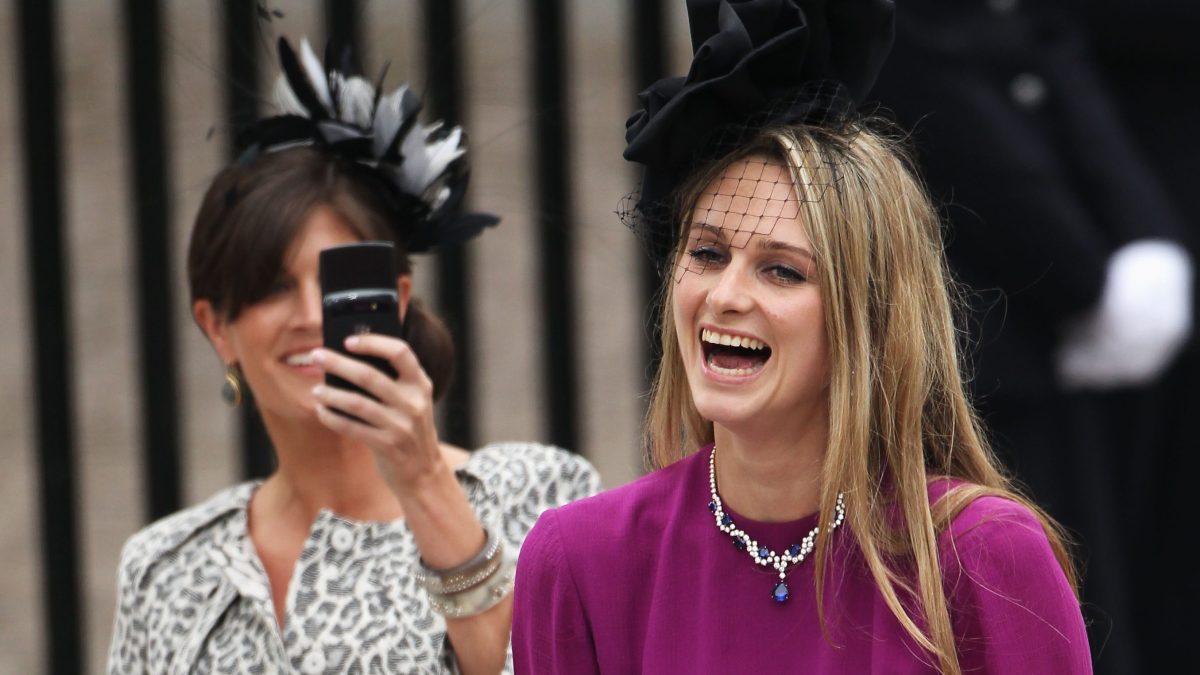 LONDON, ENGLAND - APRIL 29: Bryony Daniels (R) leaves the Abbey following the marriage of Their Royal Highnesses Prince William Duke of Cambridge and Catherine Duchess of Cambridge at Westminster Abbey on April 29, 2011 in London, England. The marriage of the second in line to the British throne was led by the Archbishop of Canterbury and was attended by 1900 guests, including foreign Royal family members and heads of state. Thousands of well-wishers from around the world have also flocked to London to witness the spectacle and pageantry of the Royal Wedding. (Photo by Dan Kitwood/Getty Images)