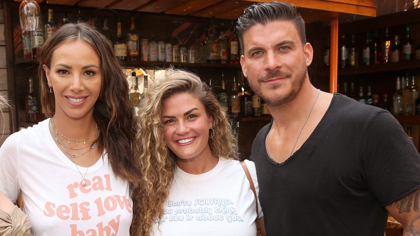 Kristen Doute, Brittany Cartwright and Jax Taylor pose together at a James Mae event in Los Angeles.