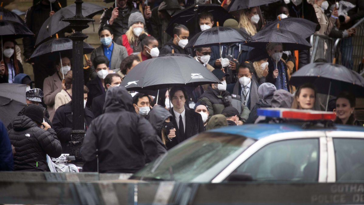 Robert Pattinson filming The Batman