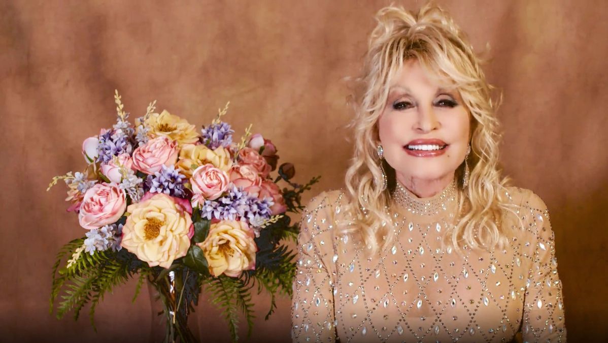 Dolly Parton speaks at the 56th Academy of Country Music Awards on April 18, 2021