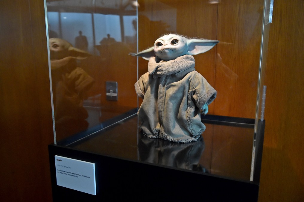 Grogu on display at a promotional event