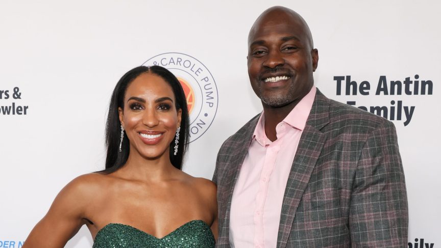 Annemarie Wiley poses with husband Marcellus Wiley at the Harold & Carole Pump Foundation Gala in Beverly Hills.
