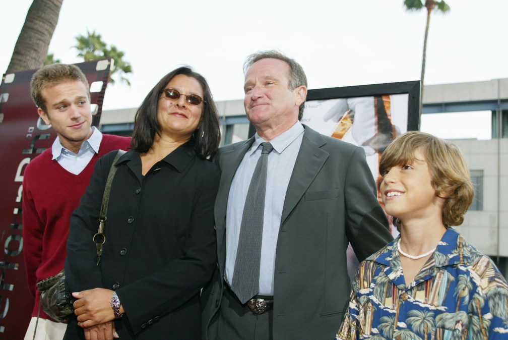 Robin Williams with his wife Marsha, son Zachary and Dylan Smith 