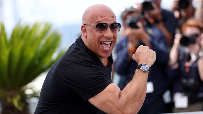 Vin Diesel displaying his bicep at Cannes.