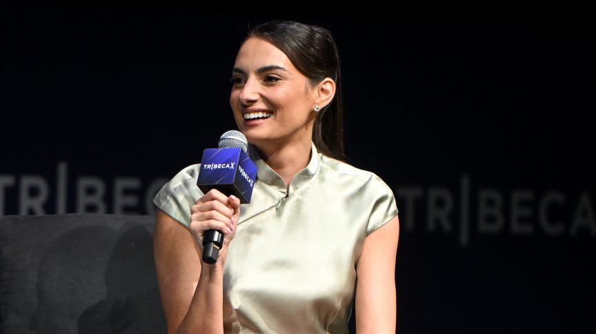 Paige DeSorbo smiles while speaking onstage during a panel at the 2026 Tribeca Festival in New York City.