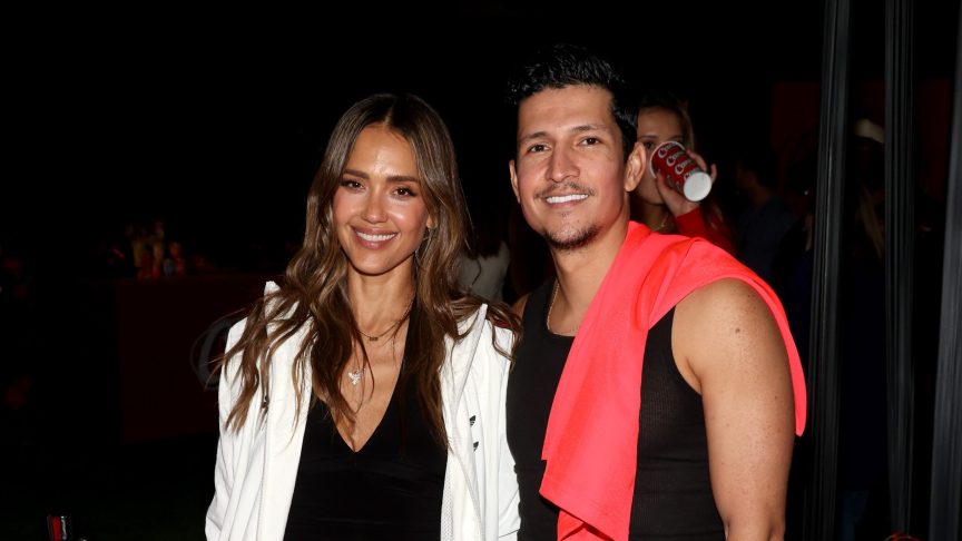 Jessica Alba and Danny Ramirez smiling