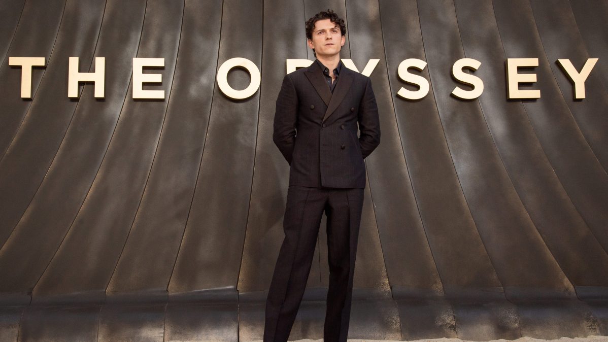Tom Holland attends 'The Odyssey' London Premiere at Odeon Luxe Leicester Square on July 06, 2026 in London, England.  