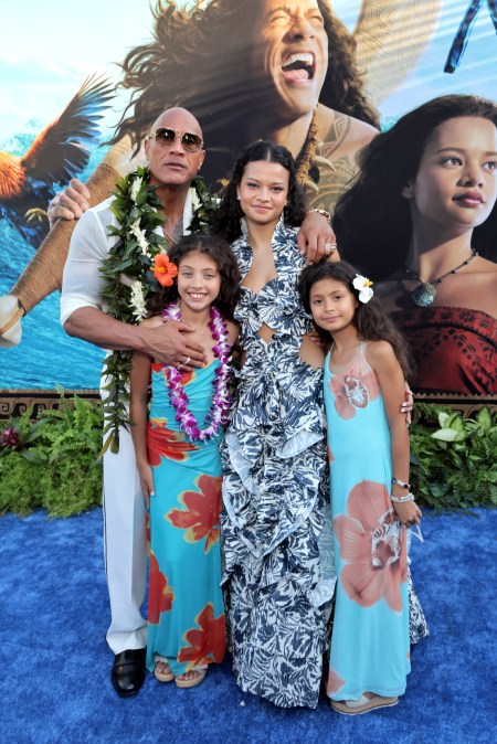 Dwayne Johnson, Jasmine Johnson, Catherine Laga'aia and Tiana Johnson