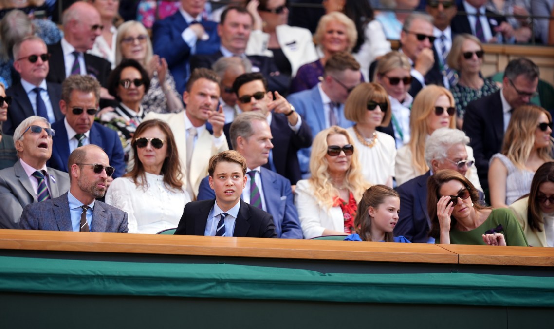 The Prince and Princess of Wales with Prince George and Princess Charlotte in the royal box 